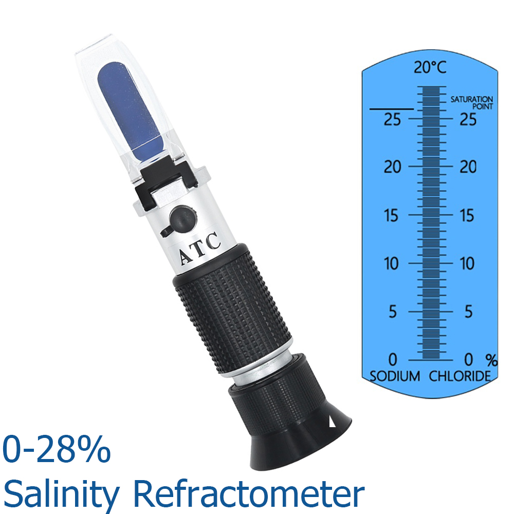 Refractometer Salinity - ATC Refractometer Seawater Salinity Meter 0-28%