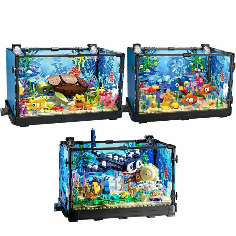 Fish Tank Building Block Set w - Aquarium Marine Lights recension och pris